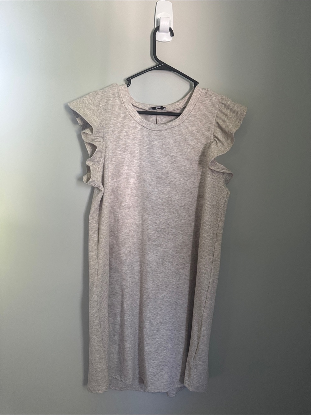 white birch Light Gray Ruffle Sleeve Midi Dress